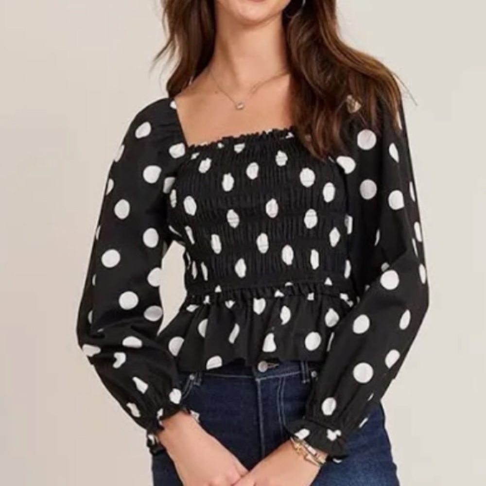 Polka Dot Peplum Top